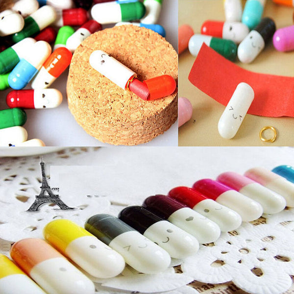 50X Message in a Bottle Capsule Letter Cute Love Friendship Half Color Pills MO