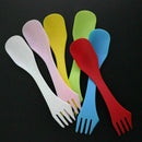 6 Plastic Camping Hiking Spork Spoon Cutter Fork Combo Travel Cutlery Uten S7E9