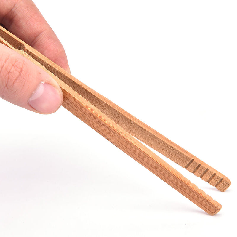 Practical Textured Bamboo Kongfu Tea Utensil Tweezers 14.5cm Wood Color B Dz