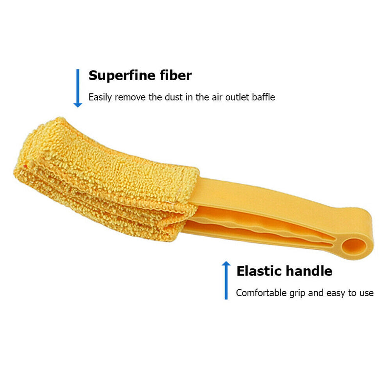 Multifunction Microfiber Car A/C Vent Cleaning Brush Blind Duster (Yellow) A