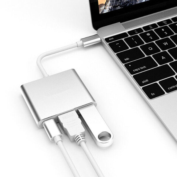 Type-C Aluminum 4k HD 3IN1 Usb C Type-C to Hdmi Converter Cable for MacBook Pro