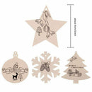 40 Pieces 4 Style Wood Slices with Round Wooden, Snowflake, Star, Christmas