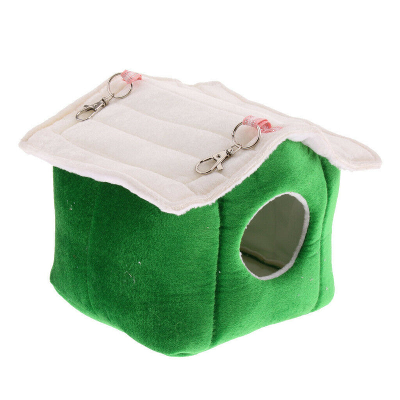 Winter Warm Bird Nest House Parrot Shed Hut Hanging Hammock Finch Cage Green