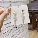 Girl Geometric Fashion Crystal Beads Earrings Female Love Beads Long Chain