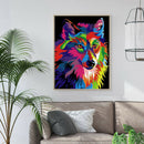 5D DIY Full Round Drill Diamond Painting Colorful Wolf Cross Stitch Mosaic