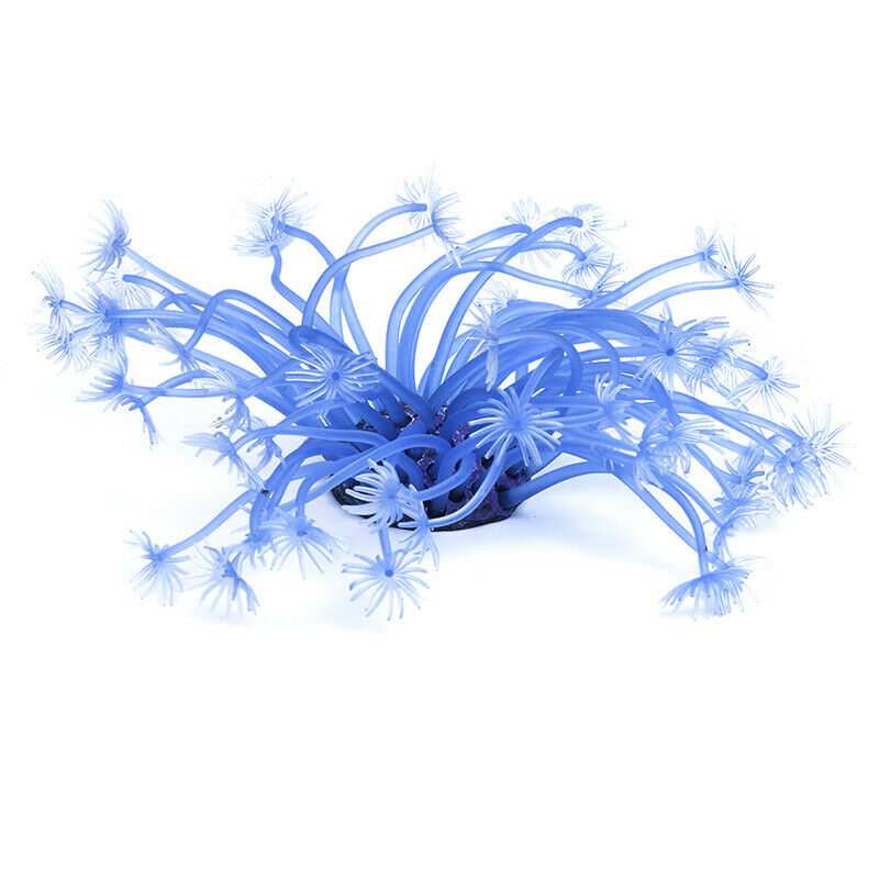 Artificial plant Anemone Blue Silicone Ceramic Decor for Aquarium Fish