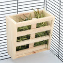Small Animals Cage Accessories- Rabbit Hay Feeder Rack,Natural Wooden Hay M