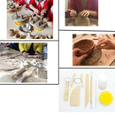 8pcs Pottery Clay Tool Set Pottery Ceramics Molding Tools Wood Sponge Tool OZ