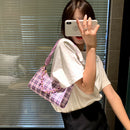 Fashion Plaid PU Women Handbag Totes Chain Underarm Shoulder Bags (Purple)