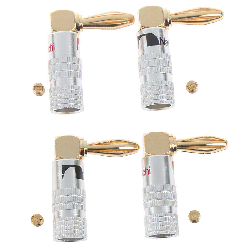 4PCS 4mm L Banana Plug Connector Red&Black Plated Speaker Banana Connector ME