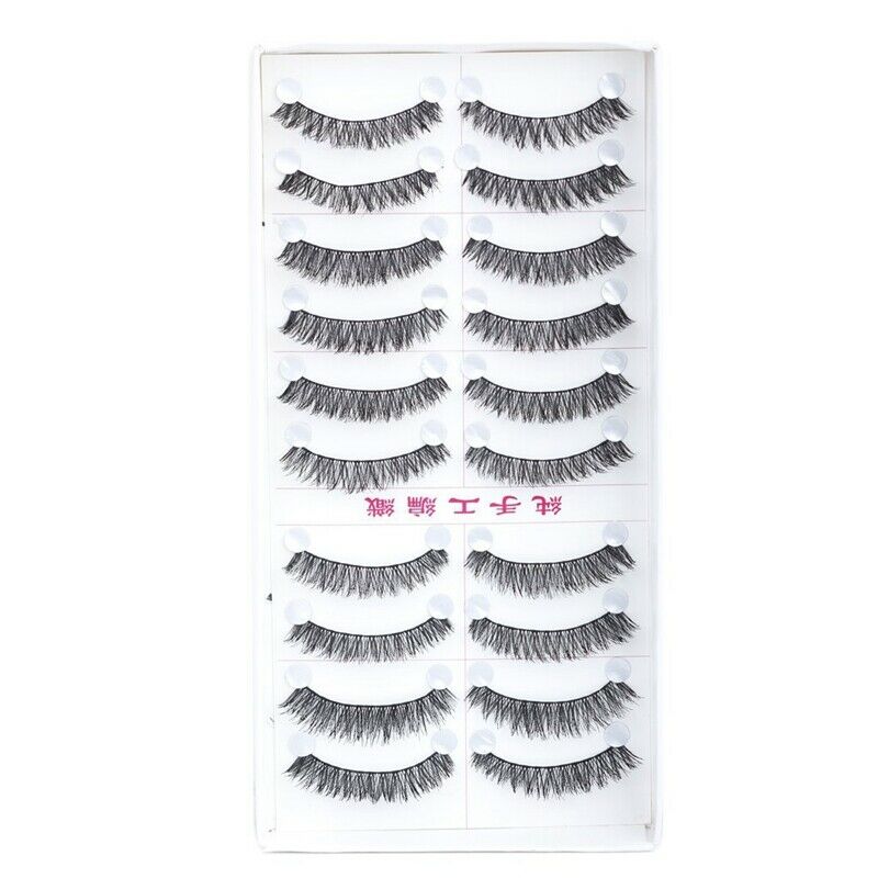 10 Pairs Handmade Natural Thick False Eyelashes Eyelash Extension Makeup B6P7