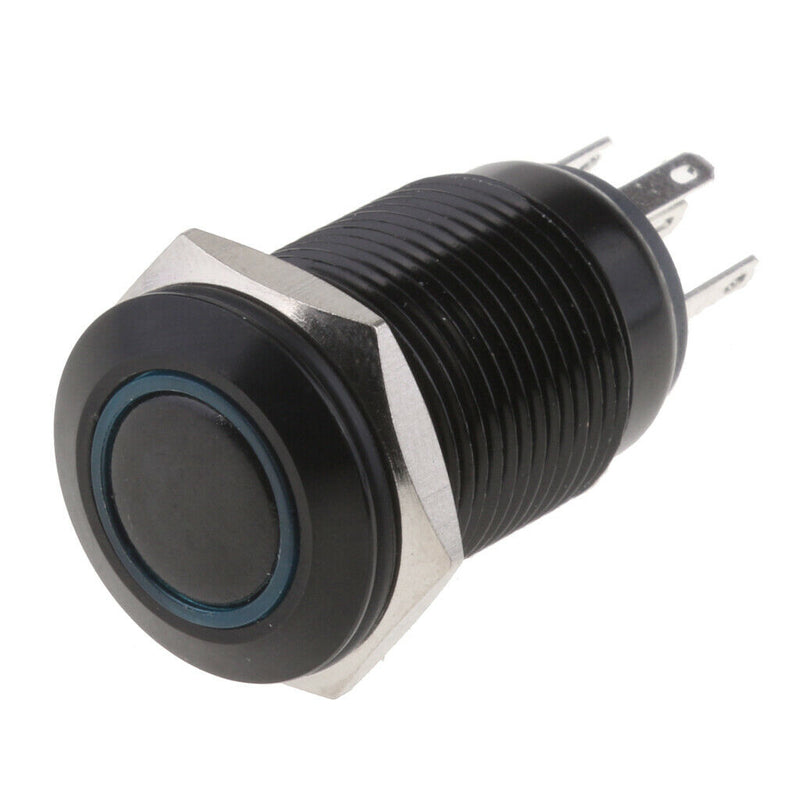 Angel Eye Metal Push Button Switch Latching Blue LED Illuminated Momentary