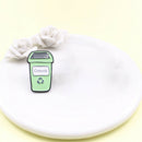 Clothing Bags Unisex Metal Lapel Pin Cartoon Trash Can Drip Brooch (Green) A