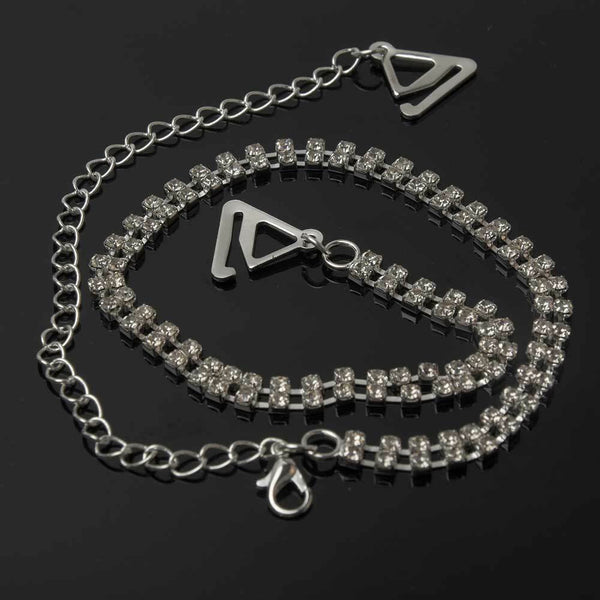 Hot Adjustable Double Rows Crystal Rhinestone Bra Shoulder Straps Belt