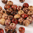 100 pcs round printed wooden beads, DIY jewelry loose beads beads M5J8