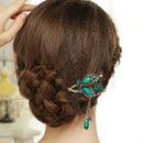 2pcs Ladies Retro Crystal Butterfly Flower Hairpins Hair Sticks Hair Clips