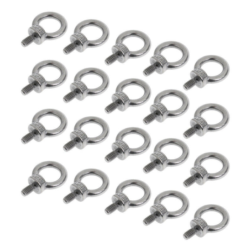 20 Pcs M6 Stainless Steel Lifting Eye Bolt Marine Grade