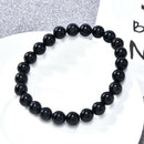 100% Natural Black Onyx Bead Real Stone Mens Stretch Elastic Bracelet 8mm Hot