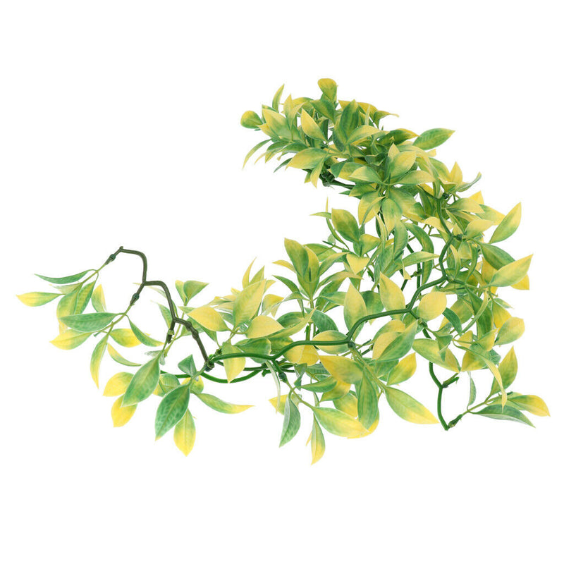 3 Pcs Reptile Habitat Decoration, Yellow Green Leaves Artificial Plant by 1.64ft