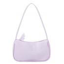 Women Handbags Solid Color PU Leather Female Shoulder Underarm Bag (Purple)
