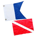 2x Universal Scuba Dive Flag International Flag Diver Down Flag & Alpha Flag