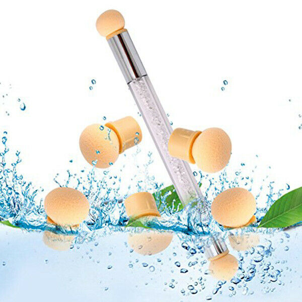 Nail Art Brush, Dual Tipped Ombre Nail Art Sponge Brush for DIY Gradient Bl O6B6