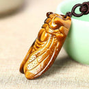 Crystal Carved Cicada Tiger's-Eye Natural Stone Healing AU New Pendant Gems G7B9