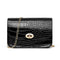Crocodile Leather Messenger Bag Women Retro Purse Shoulder Handbag (Black)