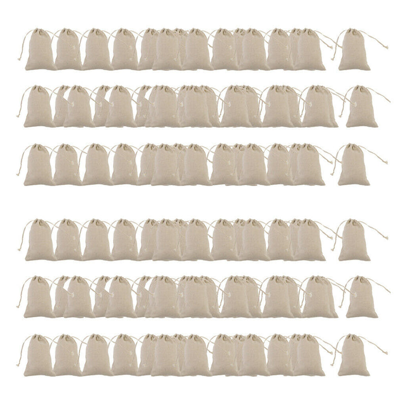 100x Linen Bag - (10x14cm) Reusable Linen Bag for
