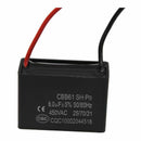 CBB61 SH 6uF 450VAC Motor Running Fan Capacitor Black w 2 Lead Wires