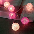 20LED Cotton Ball Fairy String Lights Wedding Holiday Decor EU (Pink) A
