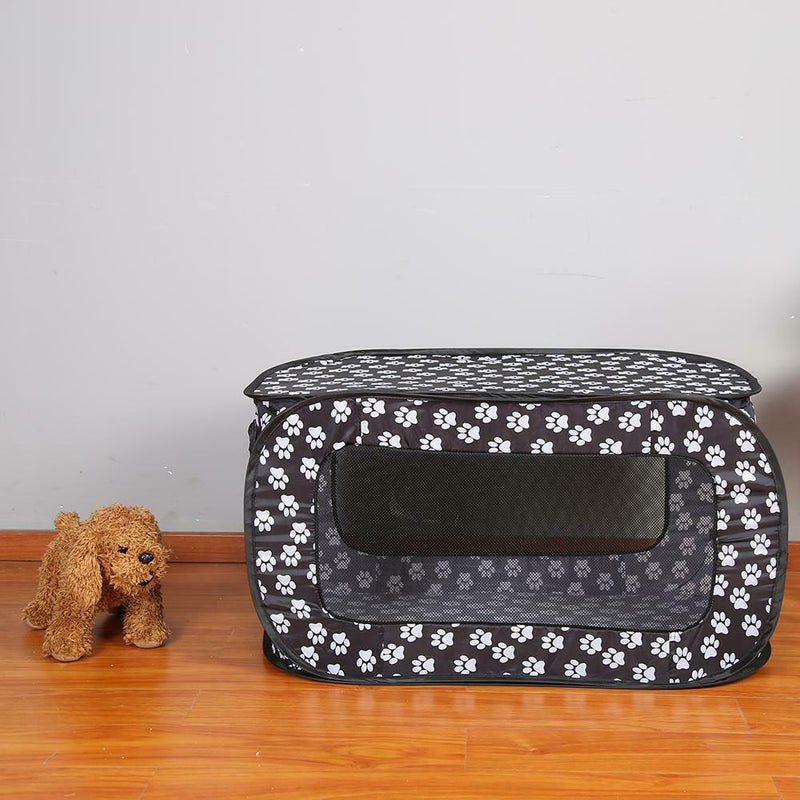 Portable Folding Rectangular Pet Tent Dog Cage Fence Puppy Kennel (Black)