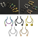 5pcs Clip on Nose Ring Hoop Stainless Steel No Piercing Septum Ring, Fashion