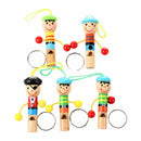 5pcs Cute Pirate Wooden Whistle with Keyring Key Chain for Kids Games