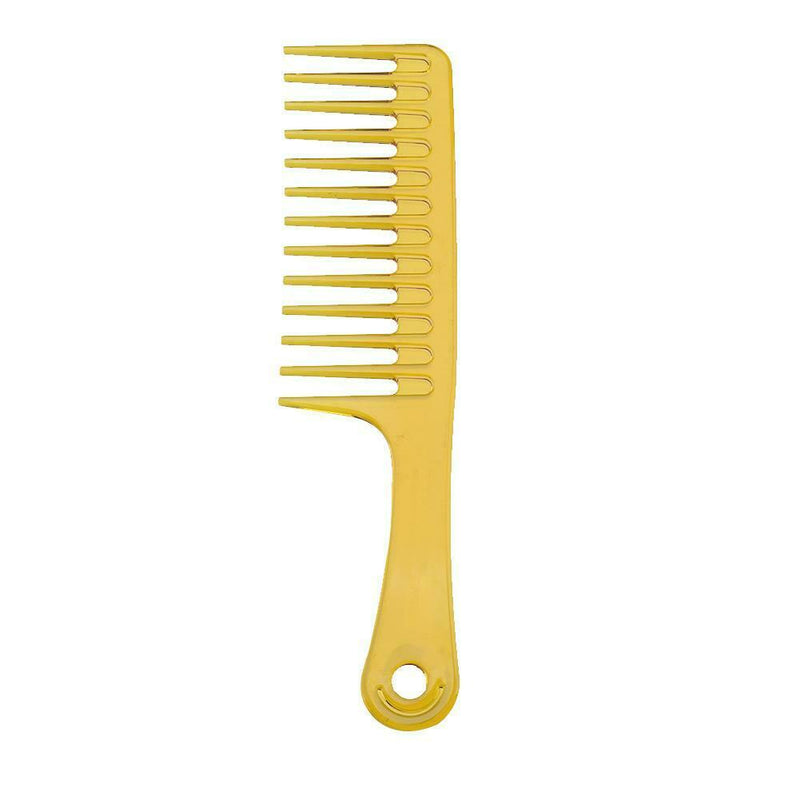 Wide Tooth Plastic Handle Hair Comb Anti-Static Hairdressing Combs (Yellow)