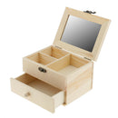 Portable Wooden Jewelry Box, Girls Jewelry Organizer, Mini Travel Case, Mirror,