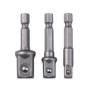 3 Pcs Socket Adapter Set Hex Shank to 1/4 3/8 1/2 Inch Impact Driver Dril DYK
