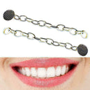 2pcs Dental Orthodontic Traction Chain Round Buttons with Chain Super Q3W2 Z0T1
