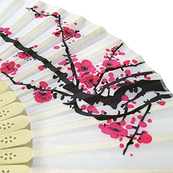 20pcs/lot elegant plum flower design bamboo folding fan wedding silk hand f J8B2