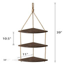 Swing Rope Floating Shelf 3 Tier Hanging Rope Shelf Wood Wall Floating Shelves