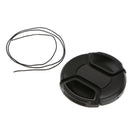 Black Camera Lens Cap - Plastic Snap-on Cover Protector with Anti-lost Lanyard