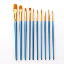 10Pcs Nylon Hair Artist Paint Brush w/ Mixing Palette Tray for Painting Acrylic