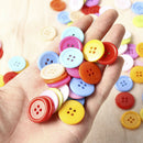 100 Pcs 4 Holes Round Plastic Sewing Buttons Mixed Color Scrapbooking 20mm Lots