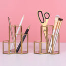 Glass Copper Hexagon Composite Pen Holder Makeup Brush Glass Box Multifunct