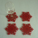 4 Pcs Xmas Snowflake Shaped Coasters Table Top Decoration