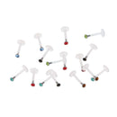 16 Pieces Acrylic Transparent Ring Bar Lip Tongue Crystal Body Piercing 18G