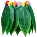 Elastic Ti Leaf Hula Skirt With Hibiscus Flower Leis 5Pcs Pack Luau Party S