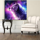 Purple Wolf 5D Diamond DIY Painting Kit Home Decor Craft 35 X 30cm