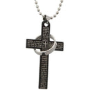 5X(Men's Stainless Steel Cross &Ring Chain Pendant Necklace Fashion Good G F8E5)