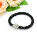 Weave Girls Leather Wristband Magnetic Rhinestone Buckle Bracelet Bangle h RFB
